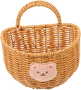 Wall Hanging Woven Basket for Kitchen Storage Cute Cartoon Design Ginger Garlic Holder Space-saving Organizer for Door Wall for Fruits and Vegetables