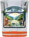 R and R Imports Fayetteville West Virginia Gateway to the New River Gorge Design Souvenir 2 Ounce Shot Glass Square Orange Base 2-Pack
