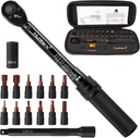 MULWARK 1/4-Inch Drive Bike Torque Wrench Set, 20-200 in.lb (2.26-22.6 Nm), Inch Pound Click Torque Wrench with Bits & Sockets, High Precision 15-Piece Tool Set for Bicycle & Moto Maintenance