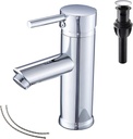 Chrome Single Handle One Hole Bathroom Sink Faucet Stainless Steel Matching Pop Up Drain With Overflow