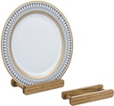 MyGift Natural Acacia Solid Wood Single Plate Hanger Display Rack, Mid Century Style Wall Mounted Decorative Platter Fine China Collectible Dish Holders, Holds 8 to 10 Inch Plates, Set of 2