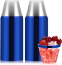 Norme 50 Pcs Plastic Cups 9 oz Rimmed Plastic Cups Heavy Duty Disposable Wine Glasses Cocktail Glasses Drinking Tumblers for Thanksgiving Christmas Birthday Valentine Easter Wedding Party(Blue)
