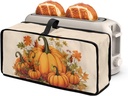 Waterproof Toaster Covers with Handle Fall Pumpkins Foldable Protector Compatible with 2 Slice Long Slot Toasters Machine-Washable Bread Machine Cover for Compact Kitchen Decor