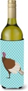 Caroline's Treasures BB8156LITERK Bourbon Red Turkey Hen Blue Check Wine Bottle Hugger Bottle Cooler Sleeve Hugger Machine Washable Collapsible Insulator Beverage Insulated Holder
