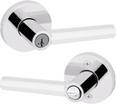 Kwikset Milan Entry Door Handle with Lock and Key, Secure Keyed Reversible Lever Exterior, Doorlock, For Front Entrance and Bedrooms, Polished Chrome, Pick Resistant Smartkey Rekey Security