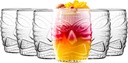 Tiki Glasses Set of 6-16 oz Cocktail Drinking Glasses - Water Glassware - Drinkware for Juice Iced Coffee - Hawaii Pool Beach Party Cups