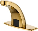 Touchless Bathroom Faucet Automatic Motion Sensor Grifo automático del Sensor Robinet capteur automatique with Hole Cover Deck Plate Gold CEC DOE