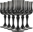 Pinkunn 6 Pcs 7 OZ Plastic Vintage Wine Glasses Reusable Colored Goblets Patterned Drinking Water Glasses Cup Dishwasher Safe for Halloween Wedding Reception Party Supplies (Black)