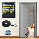 Left Right Side Opening Magnetic Screen Door Mesh - Adjustable Cut Mesh Door Size Fit Multiple Door Size Up to 36"x82" Heavy Duty Screen Doors for Keep Bug Out, Kid & Pet Friendly