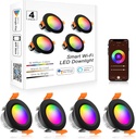 YGS-Tech Smart 2 Inch Recessed Lighting, WiFi LED Downlight 5W 120V, Compatible with Alexa and Google Home, Dimmable RGB & CCT 2700-6500K, Black Trim, LED Ceiling Light with Driver (4 Pack)