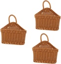 TIDTALEO 3pcs Knitted Storage Basket for Kitchen Cutlery Countryside Style Hanging Organizer Lightweight Wall-mounted Home Storage for Spoons and Chopsticks