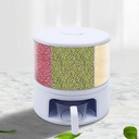 6-Grid 360° Rotating Rice Storage Grain Dispenser 11kg Kitchen Container Cereal Storage Tank