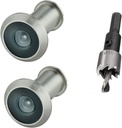 TOGU 2PCS of 220-degree Solid Brass Peep Holes for Door with 16mm Drill Bit, Compatible with Door Thick from 1-3/8" to 2-1/6", Satin Nickel Finish