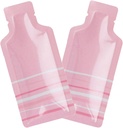QQ Studio Pack of 100 Color Aluminum Metallized Foil Single-Use Dispenser Tip Open Bottom Heat Seal Sample Pouch (2" x 4.3", Pink w/White & Pink Stripes)