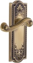 Grandeur PARNEW_PSG_234 Parthenon Solid Brass Rose Right Handed Passage Door Lever Set with Newport Lever and 2-3/4" Backset - Vintage Brass