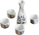 Tableware Set of 5 Household Use Sake Cups Retro Ceramic Wine Sets Wine Jug-Poet