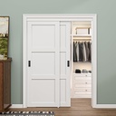 Paintable Sliding Closet Doors, 60" x 80" Bypass Slidng Door Panels with Hardware Kit, 3 -Lite Panle Door Slab Shaker for Bedroom/Closet/Barn - Assemble Required