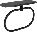 Hand Towel Ring with Shelf, Stainless Steel Towel Holder Wall Mounted Bathroom Storage Accessory for Bathroom and Kitchen (Matte Black)