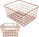 Gold 2 Wire Basket Set, Decor Crafts Kitchen Organizing.for Closets,Cabinets,Pantries,Office