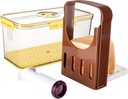 Bread Box for Kitchen Countertop with Bread Slicer, Time Recording Bread Storage Container with Lid Airtight, Bread Box Container with Vacuum Pump, Bread Bin for Homemade Bread, Bagel, Toast (YELLOW)