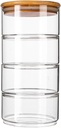 Ciieeo Multi-Layer Glass Storage Tank 4Pcs Stackable Food Containers with Lid 8.66X4.33 Inch Kitchen Pantry Canister Set for Fruit Salad and Fresh Food Organization