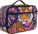 Pink Floral Tiger Lunch Box for Girls Rectangle Washable Soft Durable Print Lunchbox Kids Picnic School Insulated Lunch Bags Zippered Cooler Thermal Tote