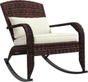 Outsunny Outdoor Wicker Adirondack Rocking Chair, Patio Rattan Rocker Chair with High Back, Seat Cushion, and Pillow for Garden, Porch, Balcony, Cream White