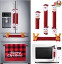 JOYIN 5 Pieces Christmas Fridge Handle Covers for Kitchen Refrigerator Microwave Oven Dishwasher Decoration Appliance, Xmas Santa Indoor Decor, Party Favor Supplies, Washable Holiday Door Décor