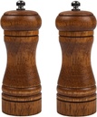 Wooden Salt and Pepper Mill Set, 5 inches, Adjustable Grinder, Classic Brown, Pack of 2