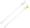 KICHOUSE 2pcs Mixing Sticks Reusable Beverage Stirring Rods for Honey Coffee Cocktails and Iced Tea Long Handle Cute Design Pink-blue and Pink-green