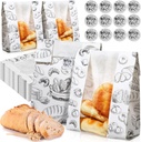 100 Packs Paper Bread Bags for Homemade Bread Sourdough 13.8 x 8.3 x 3.5 Inches Kraft Paper Bakery Bag with Window Label Seal Sticker for Baked Food Packaging Storage(White)