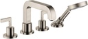 AXOR Citterio Modern 2-Handle 16-inch Wide Roman Tub Filler Freestanding Bathtub Faucetand Shower Set in Brushed Nickel, 39462821