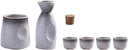 5 PCS Sake Set with Warmer Traditional Ceramic Mini Sake Sets with Sake Serving Sake 4 Sake Cup and Warmer(E)