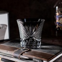 Handcrafted Edo Kiriko Whiskey Glass – Luxury Lead-Free Hand Cut Crystal Whiskey Glass with Gift Box| 260ml Elegant Old Fashioned Tumbler for Whisky, Cocktails– Gift for Men & Women & Dad (Black)
