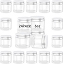 24Pack 6 oz Empty Plastic Jars with Lids - Clear, Wide Mouth, Airtight, Gift & Food Jars for Travel, Home, Kitchen & Slime Making