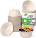 10 Oz Bamboo Disposable Bowls For Hot Soup, 100 Pack - Small, Heavy Duty, Microwavable, Oven Safe - Perfect for Hot Food, Meals, Acai & More - Eco-Friendly, Leak-Proof