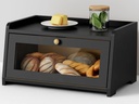 Black Bread Box for Kitchen Countertop, Vintage Wooden Counter Breadbox, Homemade Bread Storage Container for Sourdough Loaf, Small Farmhouse Corner Kitchen Countertop Organizer for Cabinet