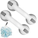 12 Inch Shower Handles for Elderly Suction - 2 Pack Bathtub Handles for Seniors, Suction Grab Bars, Bathroom Shower Safety Bars Suction for Seniors, Elderly, Includes 1 Bath Ball.