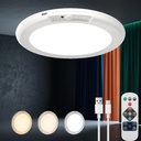 Rechargeable Battery Operated Ceiling Light No Wiring，Magnetic Motion Sensor Ceiling Light with Remote for Shower Closet Stairs Shed Hallway Bathroom Garage，7.5in