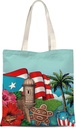 ATHAND Puerto Rico Flag Canvas Tote Bag with Zipper Inner Pocket,Puerto Rico Souvenirs,Reusable Shopping Beach Travel Bag