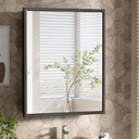 24x30 Inch Medicine Cabinet Mirror Black Bathroom Cabinet with Vanity Mirror Recessed Medicine Cabinet Surface Mount Matte Aluminum Vanity Mirror with Storage Cabinet