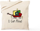 CafePress I Can Read Tote Bag Reusable Natural Beige Canvas Shopping Bag