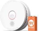 Jemay Smoke Detector Fire Alarms 9V Battery Operated with Photoelectric Sensor & Silence Button,10 Year Product Life Smoke Alarm Fire Detectors Easy to Install, 1 Pack