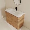 40 Inch Bathroom Vanity with Sink, Freestanding Vanity Cabinet with White Ceramic Basin, Soft Closing Doors, Adjustable Storage Shelf, Arc-Shaped Design for Bathroom & Powder Room, Oak