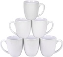 Schliersee 16 OZ White Porcelain Coffee Mugs Set of 6, Large Coffee Cups with Handle for Latte, Hot Tea, Coffee, Cappuccino, Cocoa, Milk, Water, espresso Porcelain Mug Cups, Microwave Safe