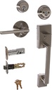 Schlage F62-619 Satin Nickel Century Double Cylinder Handleset with Latitude Lever