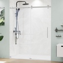 56-60" W x 75" H Glass Shower Door, Frameless Shower Door with Handle and Seal Strips No Leakage, Sliding Shower Door Square Rail Smooth Sliding, Stainless Steel Hardware in Silver