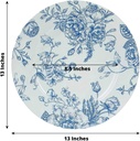 Balsa Circle 6 Blue Round 13 in Floral Design Plastic Dinner Charger Plates | Vintage Style Serving Dinnerware Set for Wedding Reception Party Event Catering Decorations Bulk Supplies
