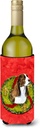 Caroline's Treasures SS4200LITERK Springer Spaniel Cristmas Wreath Wine Bottle Hugger Bottle Cooler Sleeve Hugger Machine Washable Collapsible Insulator Beverage Insulated Holder