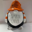 Rae – PUMPKIN CARVER Ceramic Cookie Jar with Spiderweb Hat | Halloween & Thanksgiving Pumpkin Carving Kitchen Décor | Dunn By Magenta Seasonal Collectible Canister